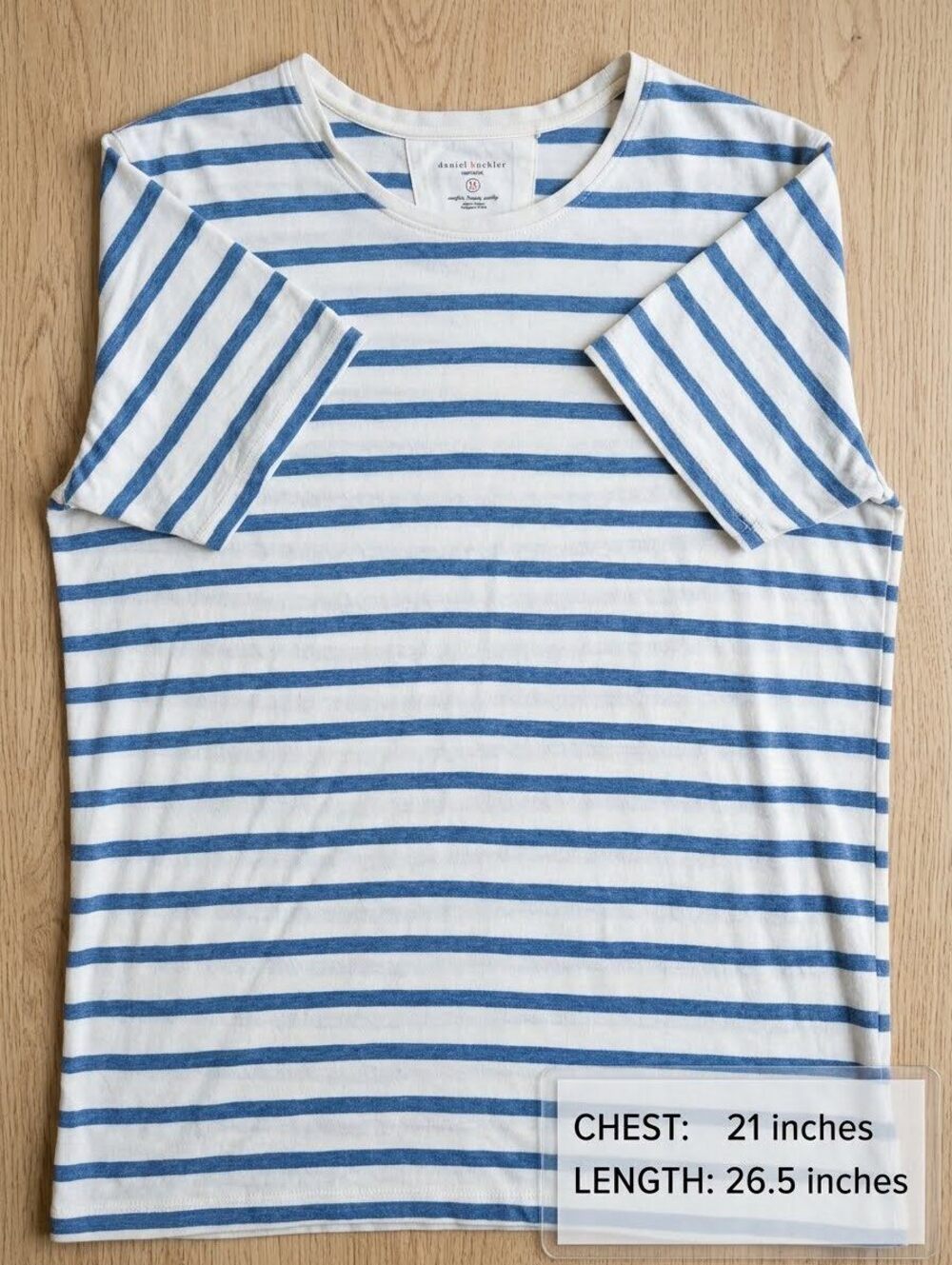 Daniel Buchler New York Striped Blue and White T-Shirt Medium